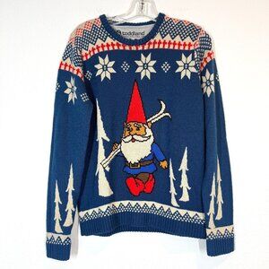 Toddland Ski Gnome Sweater Fair Isle Blue Red Winter Cozy Holiday Medium